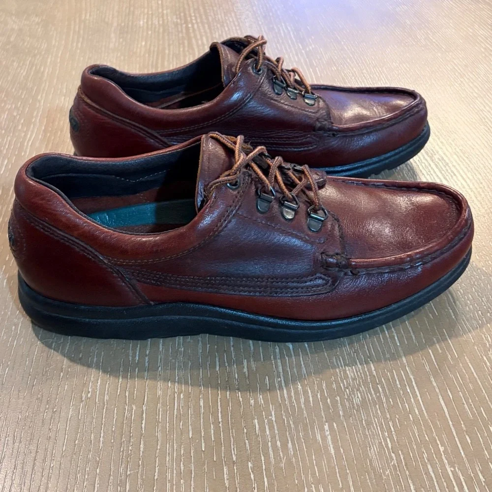 VTG Dexter WalkMocs 10 N Brown Leather Moc Toe Shoes Made in USA Gorpcore P558-2